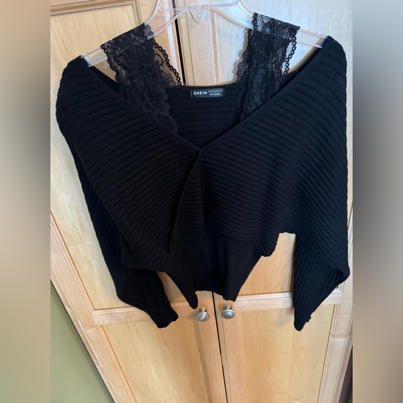 SHEIN Off-the-Shoulder Black Sweater - Picture 5 of 14
